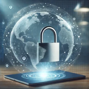 rotection des données et sécurité numérique avec un cadenas sur un globe, représentant la confidentialité et la sécurité des informations personnelles.